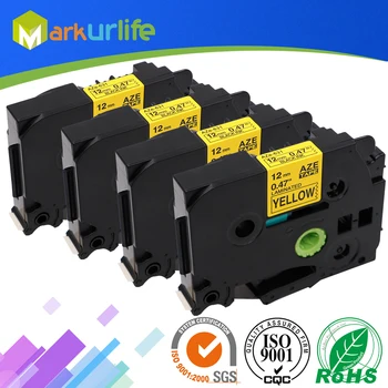 

4pcs 12mm tz tze tape Compatible TZe631 TZe 631 TZ-631 TZe-631 p touch tape label P-touch label printer label Borter Ribbon