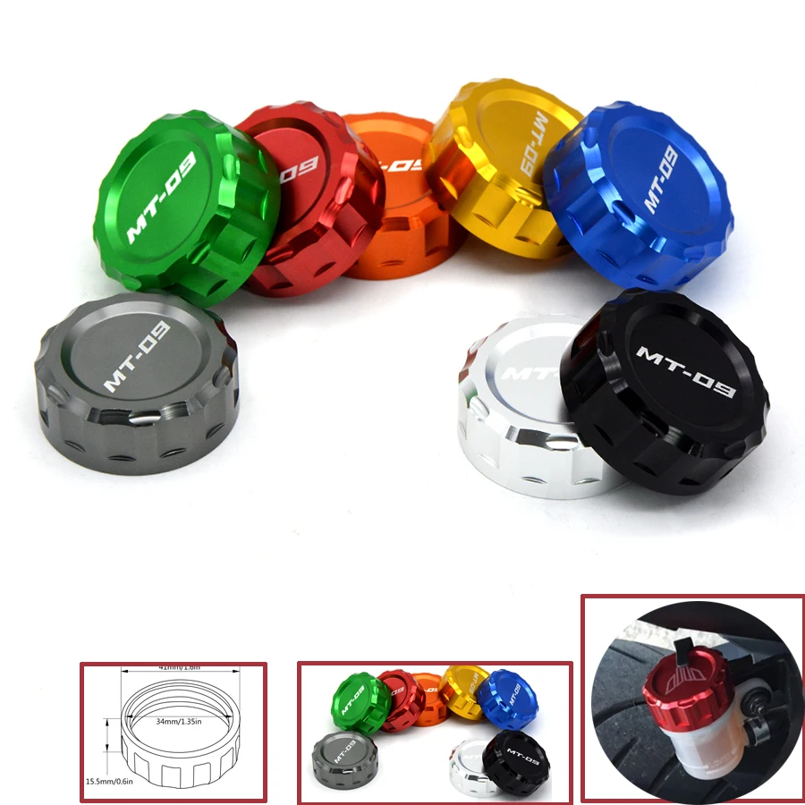 Motorcycle CNC Aluminum Cylinder Rear Fuel Brake Fluid Reservoir Cover Tank Cap For YAMAHA MT-09 MT09 MT 09 FZ09 FJ09