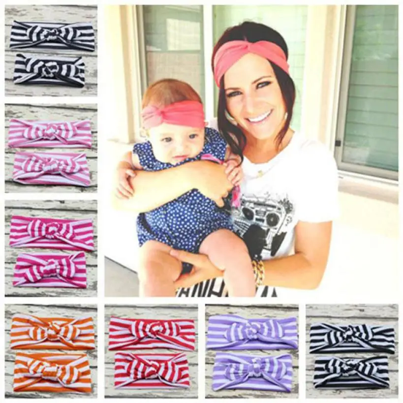

NewPopular Mother and Kids Adults And Keep Warm Elastic Cloth Bowknot Headband Red colors rubber band diademas pelodrop shopping