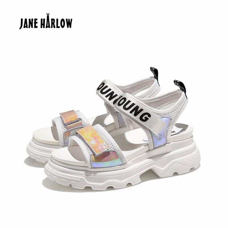 

JANE HARLOW 2019 summer new Open Toe Hook and Loop Beach Walking Sports Sandals Washable Quick Dry Slingback Water Sandal Shoes