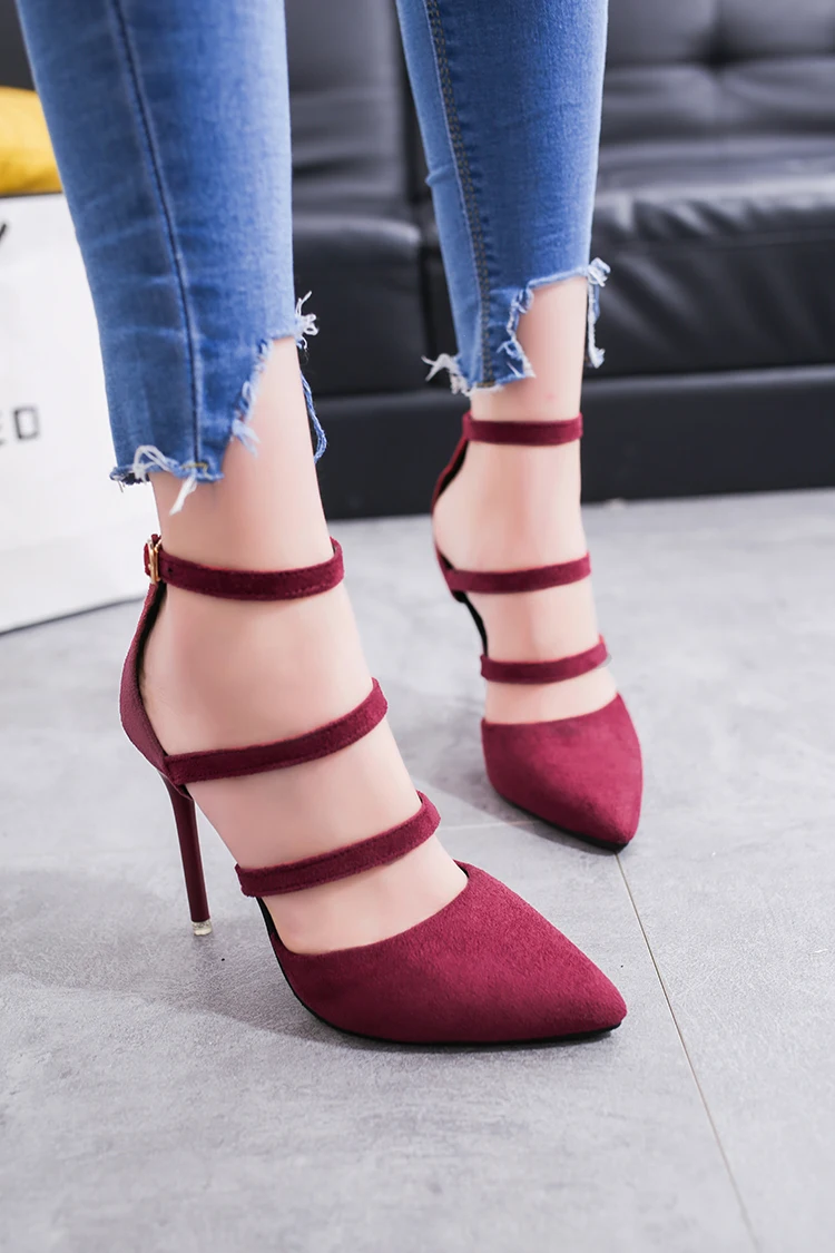 Zapatos mujer Tacon Schoenen/Новое поступление г. Высокие туфли из Pu искусственной кожи на тонком каблуке женские туфли-лодочки женские туфли с Т-образным ремешком, с острым носком, 10 см