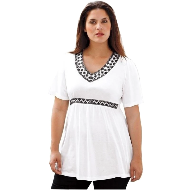 

t shirt women AliExpress 2019 hot ladies V-neck waist solid color plus size women's T-shirt vestidos stranger things BLK9207