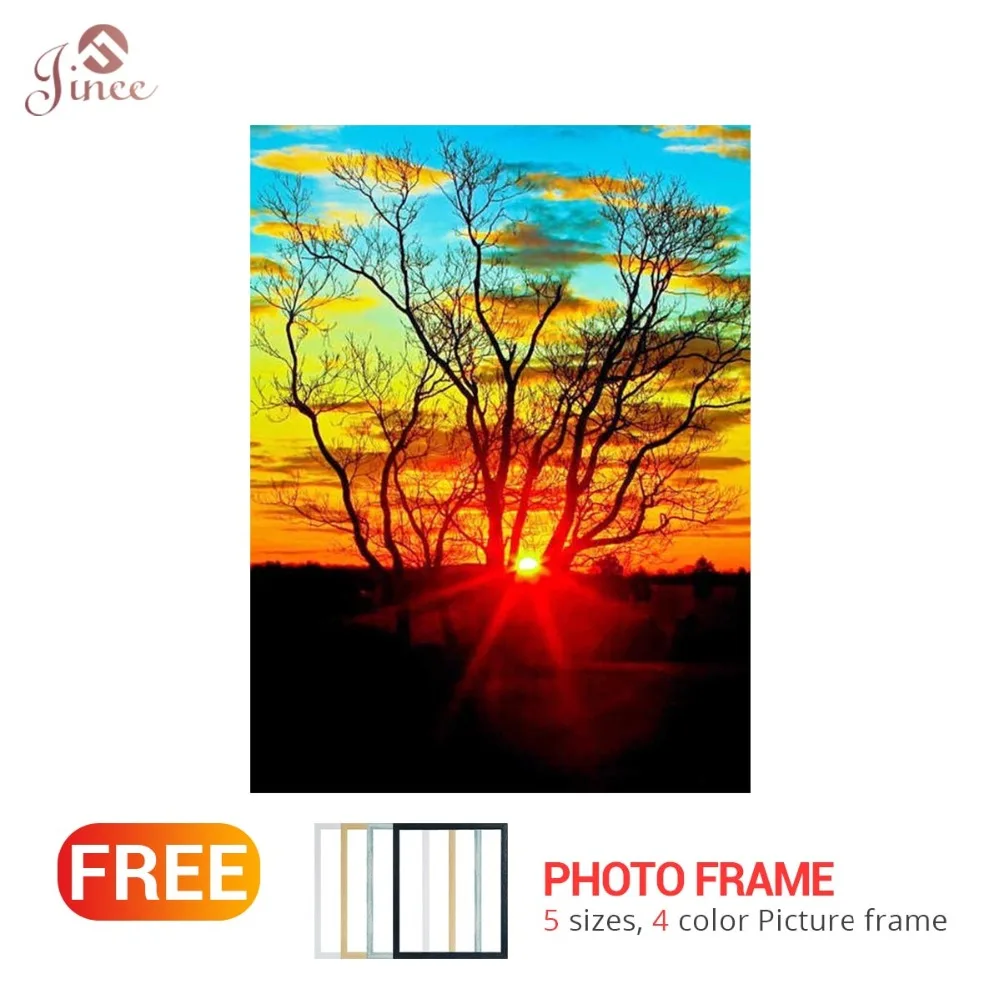 

5D DIY Diamond Painting Sunset Tree Landscape Cross Stitch Full Diamond Scenery Diamond Embroidery Rhinestones Christmas gift