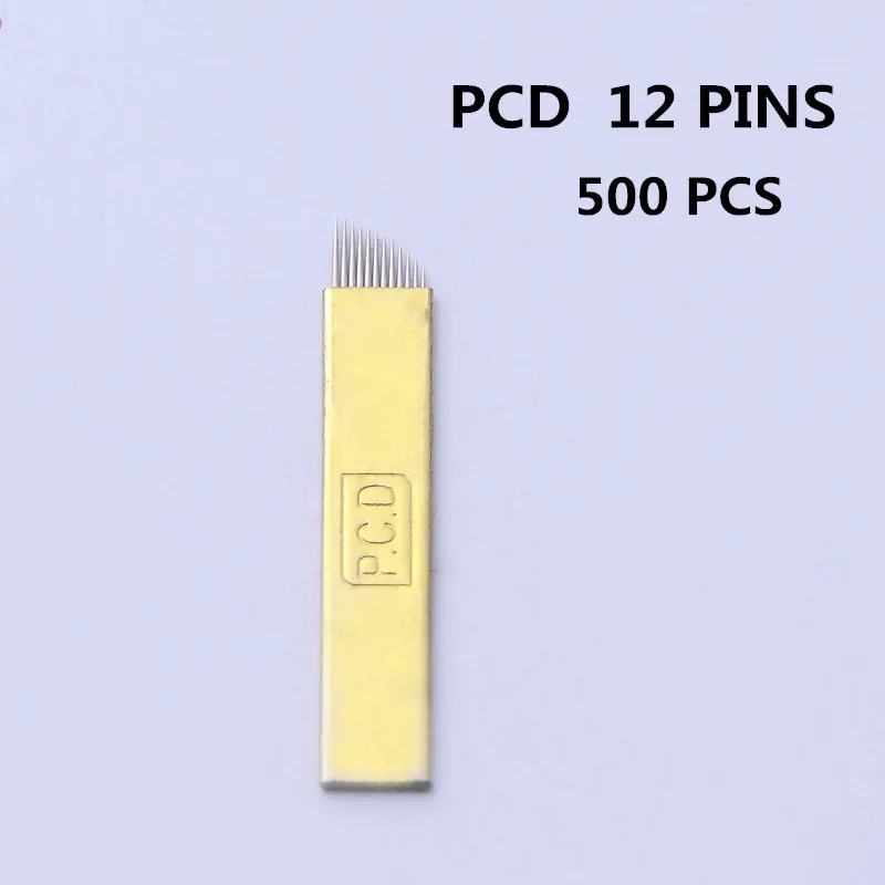 

500 Pcs PCD coper 12 Pin Tattoo Blade Permanent Makeup Eyebrow Embroidery Microblading Blade Tattoo accessories