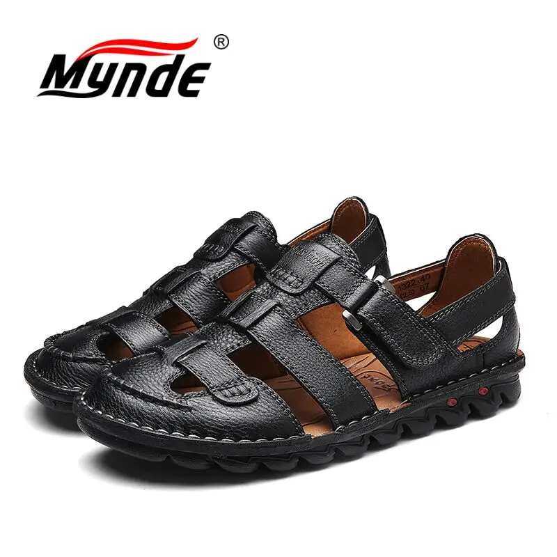 Mynde ماركة جلد طبيعي أحذية الصيف الصنادل أزياء الرجال الصيف عارضة أحذية الرجال الرجال أحذية الشاطئ sandalias حجم كبير 38-46 Mynde ماركة جلد طبيعي أحذية الصيف الصنادل أزياء الرجال الصيف عارضة أحذية الرجال الرجال أحذية الشاطئ sandalias حجم كبير 38-46