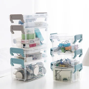 

LIYIMENG Desktop Makeup Organizer Cosmetic Storage Box Office Container Paper Clip Casket Jewelry Finishing Pocket Money Box