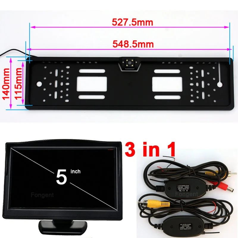 

Automobile EU Of the European Car License Plate Frame Rear View Reverse Parking Camera Vehicle Monitor for European Russian Size