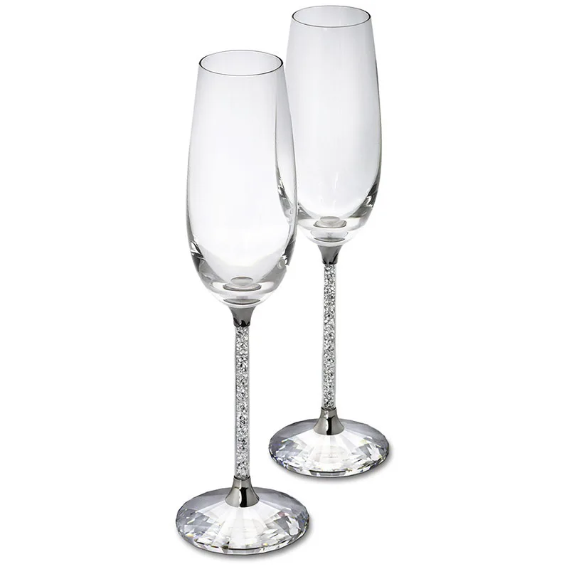 

230ML Champagne Flutes Wine Glass Crystalline Luxury Wedding Party Toasting Glasses Goblet Crystal Rhinestones Design H1003