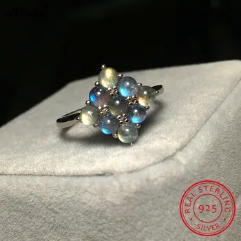 

Blaike Luxury Female Labradorite Stone Wedding Ring 925 Sterling Silver Round Rainbow Moonstone Rings For Women Fine Jewelry