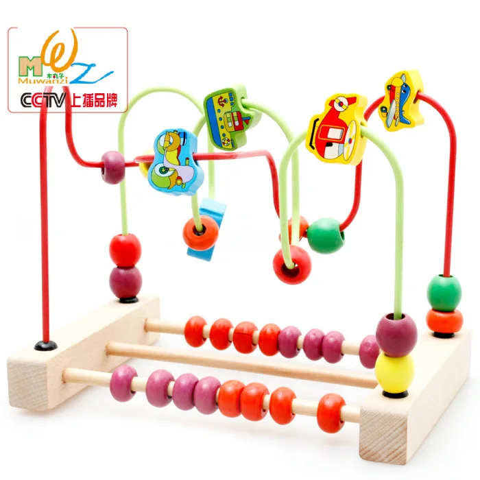 Baby Toys Classic Toy New Wooden Mini Bead Around Beads Maze Educational Game Toy baby-building-blocks-wooden