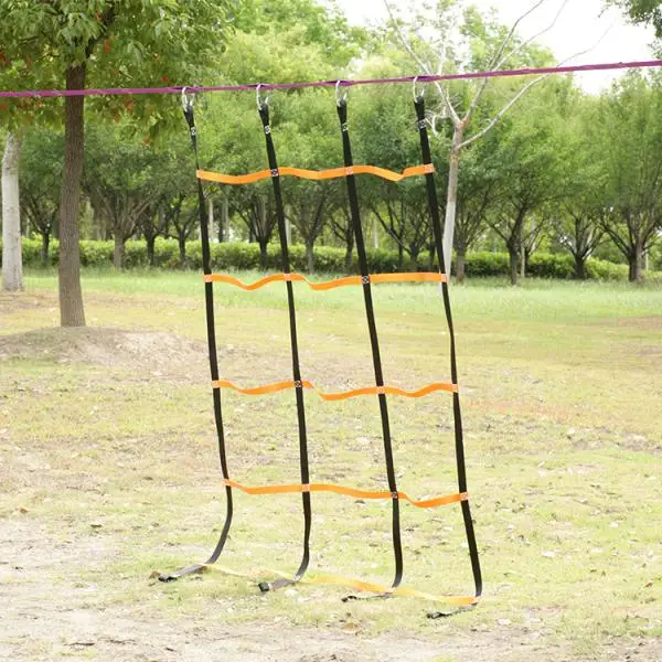 

Kids Children Climbing Cargo Net Rope Ladder w/ 4 Hooks Carabiner Buckle Weight Bearing 200kg