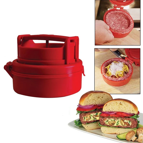 New Red Cooking Tools Silicone Hamburger Press Burger Maker Barbecue Household Kitchen novelty