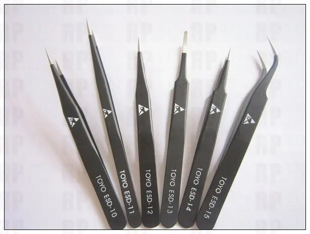 Mix 6pcs ESD Anti Static Non magnetic Straight Curved