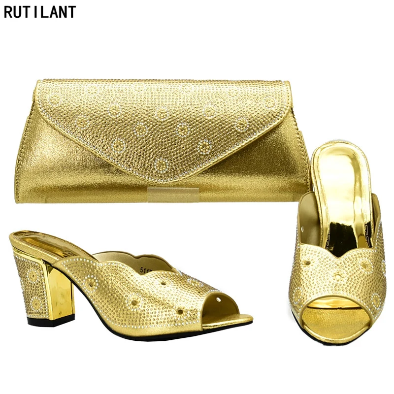 

New Arrival Italian Shoes with Matching Bag Set Decorated with Rhinestone Set of Shoes and Bags To Match Bag and Shoes Set Italy
