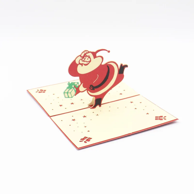 

3D Pop Up Card Greeting Cards Christmas Xmas Santa Claus Party Invitation Folding Creative Card Cartoon Postcards 15*15cm