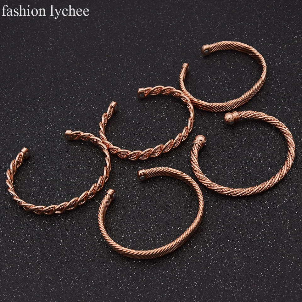 

fashion lychee Copper Magnetic Bangles Therapy Arthritis Pain Healing Cuff Bracelet Bangle 5 Style For Women Girls Jewelry Gifts