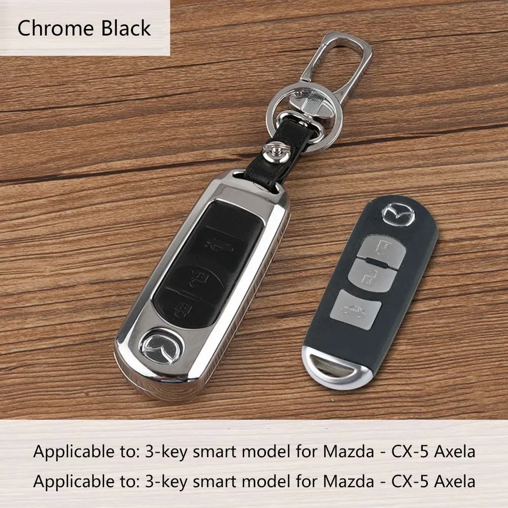 Смарт-цинковый сплав+ кожа Авто ключевой чехол в виде ракушки брелок для автомобильных ключей для Mazda 2 3 6 CX5 CX-5 CX-7 CX-9 - Название цвета: 3 button black