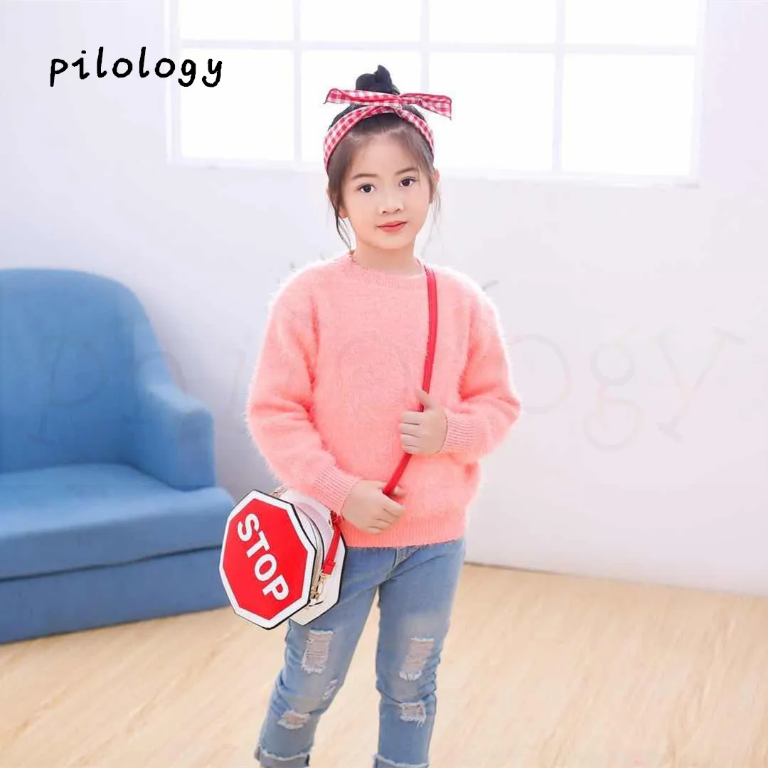 

Philology new mohair in Korean version of self make solid color mohair kid girls Pullovers Sweater