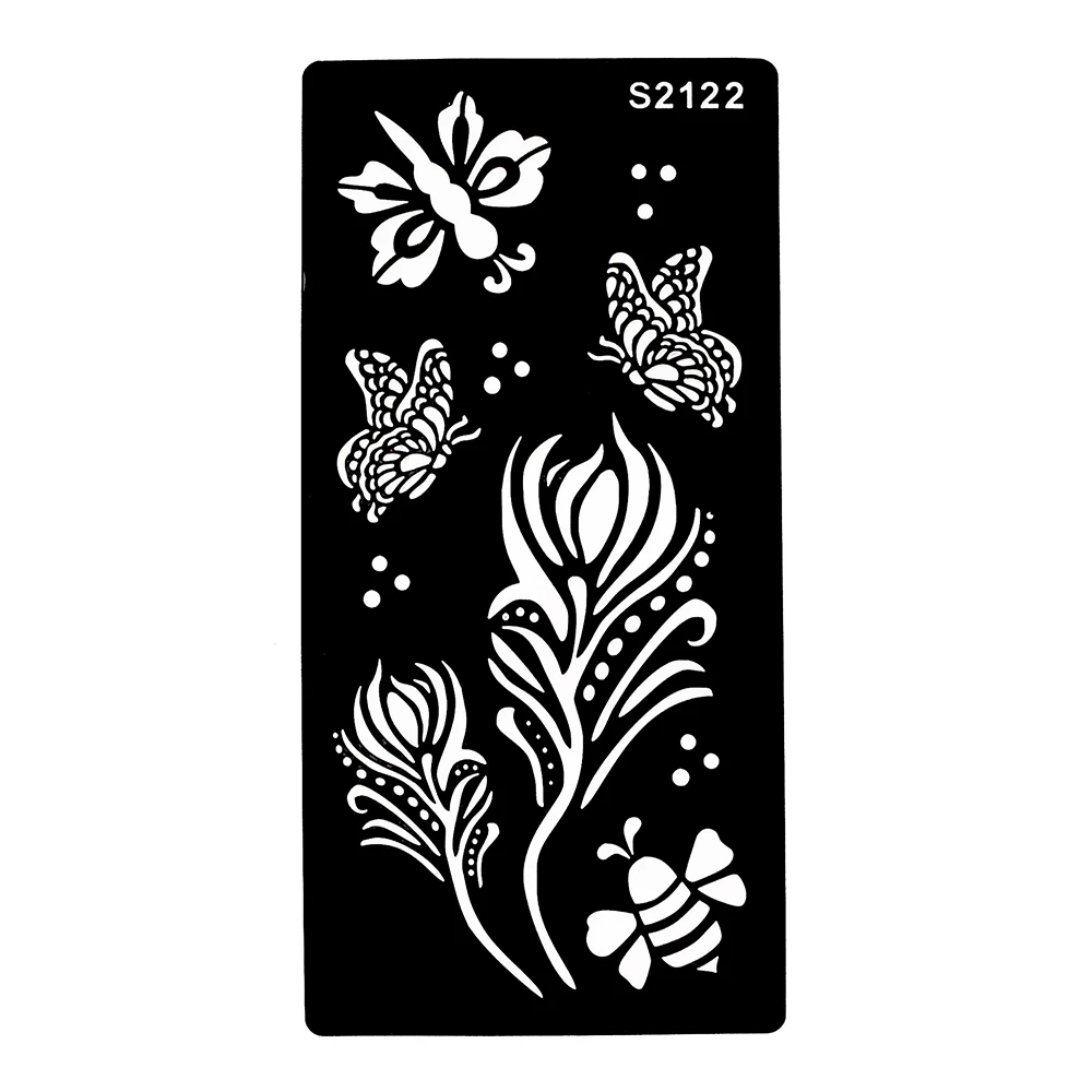 396 6 Feuilles Tatouage Henné Pochoir Pour Femmes Dos Corps Peinture Art Fleur Papillon Couleur Dessin Tatouage Modèle Accessoires S200 03 In