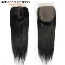 Rebecca cabelo remy 5*6 fechamento l, parte profunda fecho renda malásia cabelo humano reto fechamento com bebê cabelo 10-20 Polegada