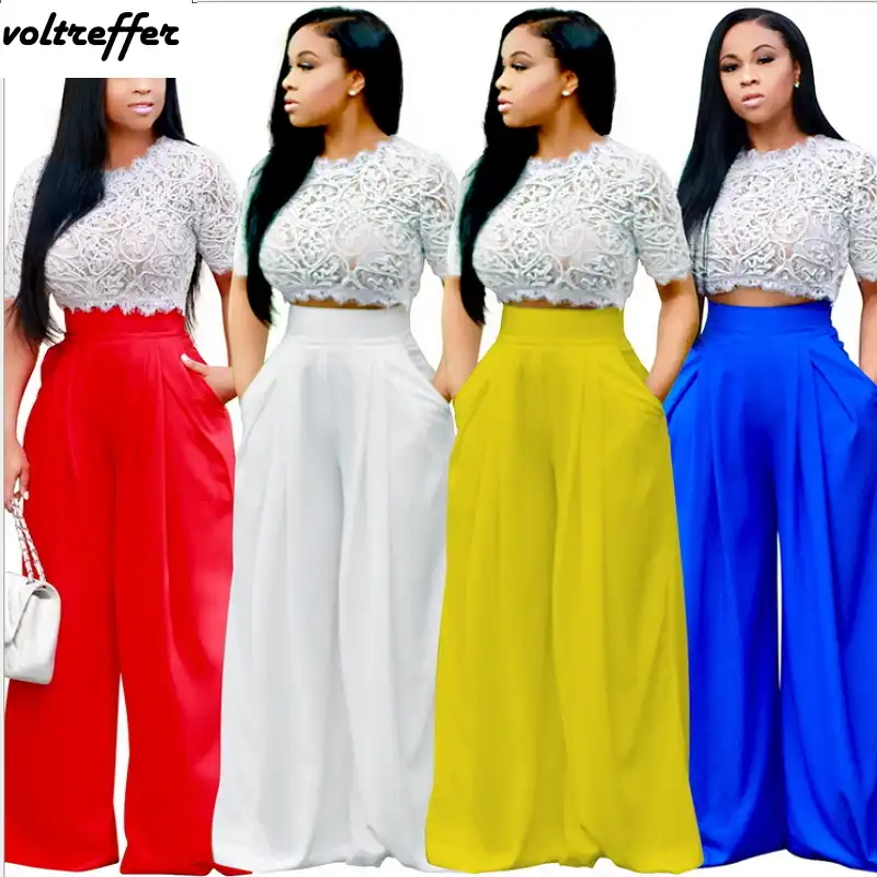 white flare pants set