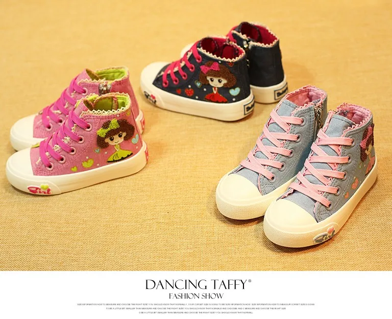 New 2016 Spring Fashion Girls Shoes Canvas Children Shoe Breathable Casual Print Girls Sneakers Toddler High Good Rubber Sneaker 434 (1)