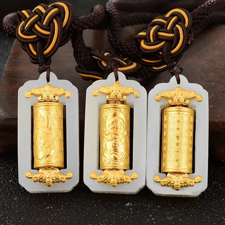 

2018 Real Reiki Druzy The New Inset Jades Guanyin For Buddha Pendant Hetian Inlaying Transfer Tube Fortunes Buford Wholesale