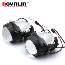 ROYALIN Car Styling Universal Bi LED Projector Headlights Lens With Chip 3.0 inch High and Low Beam Auto Headlamp Light Retrofit