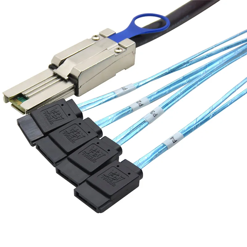 Mini Sas 26Pin(Sff-8088) Male To 4 Sata 7Pin Female Cable, Mini Sas Host/контроллер To 4 Sata Target/Backplane, 1 м