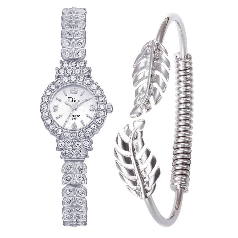 

Lady Woman Watch Light Luxury Temperament Leaf Bracelet Set Chain Birthday Gift Watches Women Fashion Watch 2019 Ladies Watches