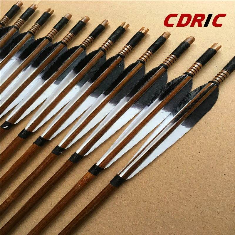 6 12 24pcs Handmade Bamboo Arrows Turkey Feather For Longbow Recurve Bow Archery Hunting Recurve Bow Arrow Turkeylongbow Recurve Aliexpress