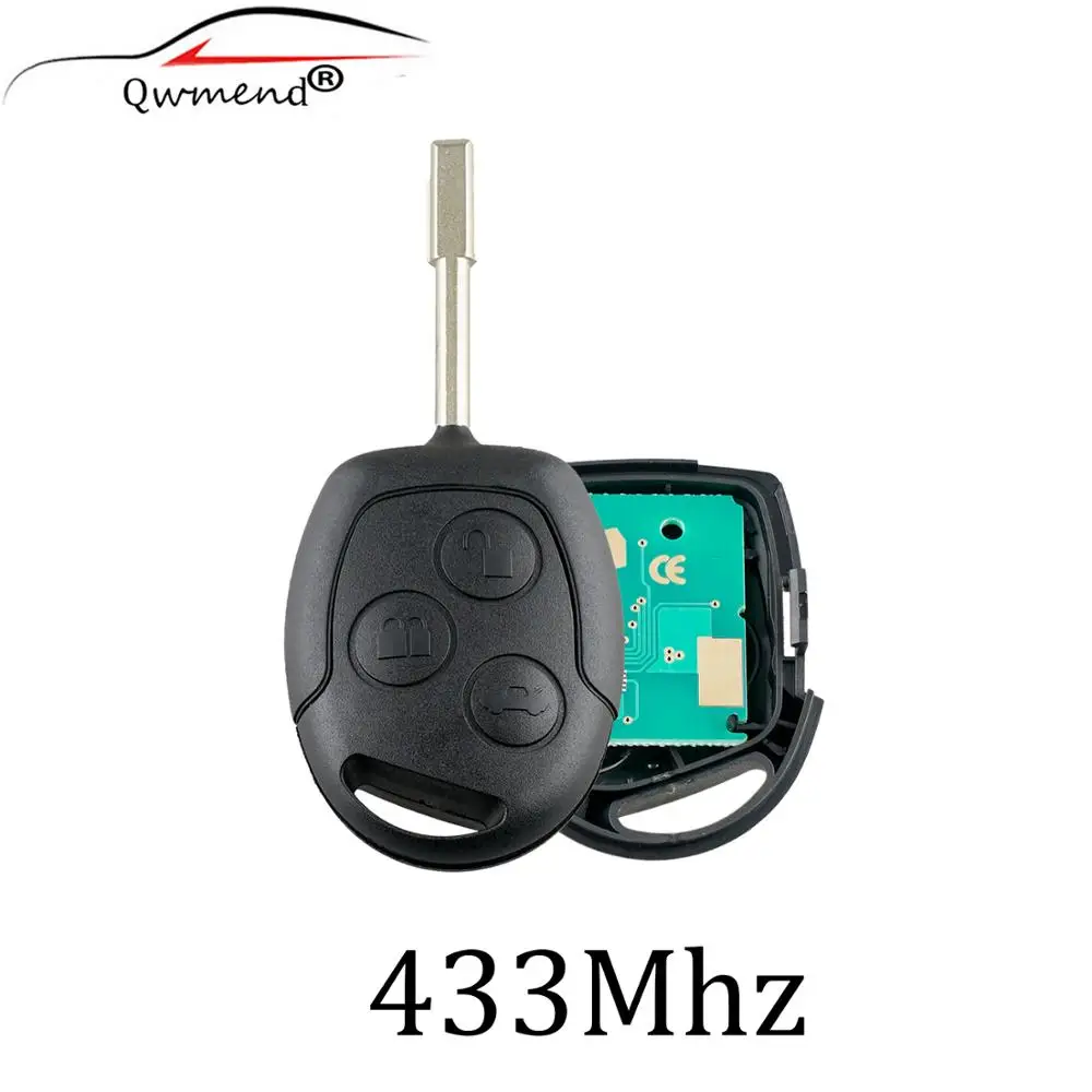 

433Mhz 3Buttons Complete Remote Key Fob For Ford Mondeo Fiesta Focus Ka Transit 2001-2007 ID60 Glass chip Blade FO21