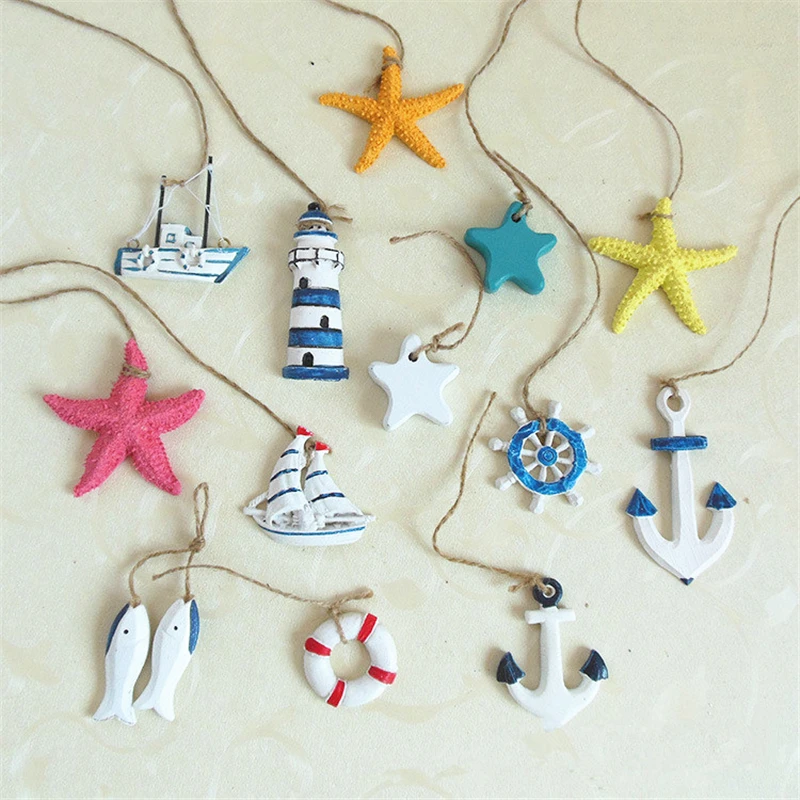 

DIY Resin Mini Sea shells Anchor Mediterranean Style And Paste Craft Home Wall Hanging Small Gift Decor coral starfish marine
