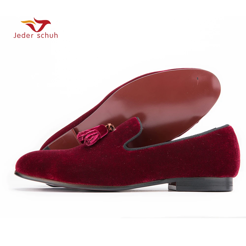 

red velvet loafers new loafers handmade tassels men flats in six colors classic driving shoe Smoking Slipper US6-14free shipping