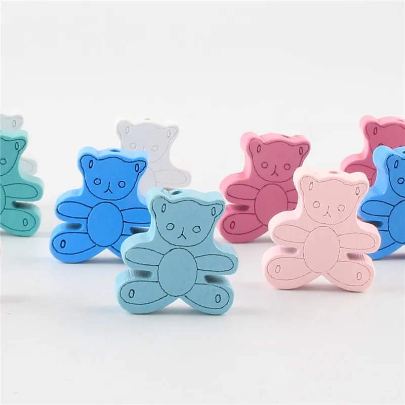 

Wooden Bear DIY 20pcs 25mm Wood Bead Beads Children's Toys & Pacifier Clip Spacer Bead Necklace Accessories