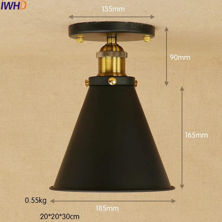 IWHD амеканский Золотой светодиодный потолочный светильник винтажный светильник для гостиной светильник потолочный промышленного назначения плафонный светильник освещение - Цвет корпуса: 1
