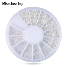 Смешанные размеры белые кончики для дизайна ногтей половинки жемчуга 3d бусины для ногтей Стразы для украшения DIY салон красоты маникюр поставка