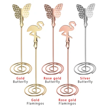

1PC Place Card Holder Romantic Butterfly Flamingo Metal Photo Clip Stand Paper Clamp Desktop Romantic Wedding Decoration
