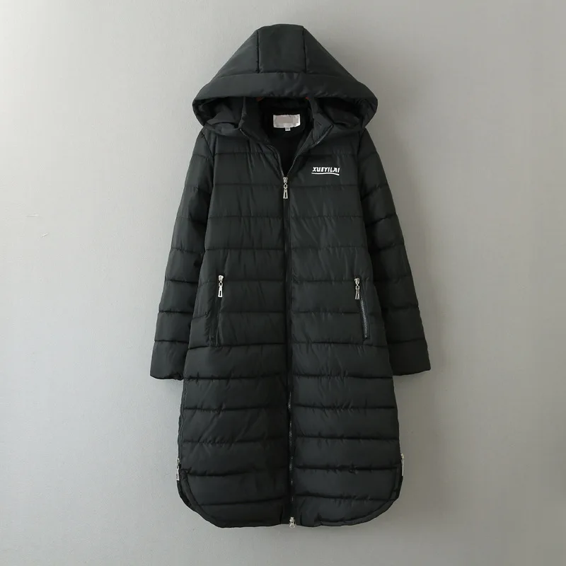 Женская осенне-зимняя длинная парка с капюшоном, Женское пальто, 3XL-6XL размера плюс, куртка с хлопковой подкладкой, женские свободные пальто, B21