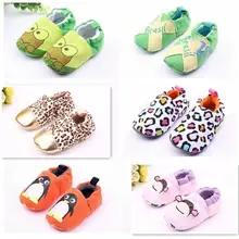 Стиль Мода мультфильм животных Leopard Prewalker 0-12 месяцев унисекс Мягкая подошва Нескользящая 12 см Обувь для младенцев
