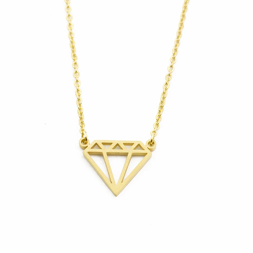 

Geometric Cone Pendant Necklace Women Men Boho Jewelry Stainless Steel Gold Color Triangle Stone Collares Largos De Moda 2018