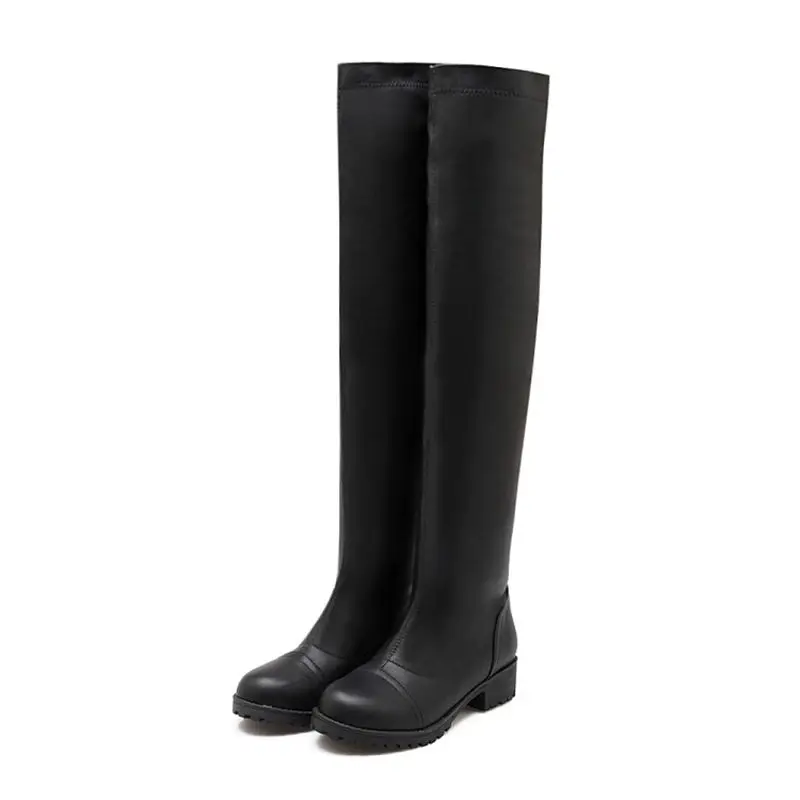 QPLYXCO/Большие размеры 34-43; женские ботфорты на каблуке; высокие сапоги; теплые пикантные вечерние сапоги; сезон осень-зима; Botas zapatos mujer; 733-5a - Цвет: Черный