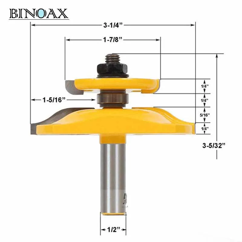 

Binoax 1/2" Shank Chisel Raised Panel Router Bit with Backcutter Woodwork Cutter Tools