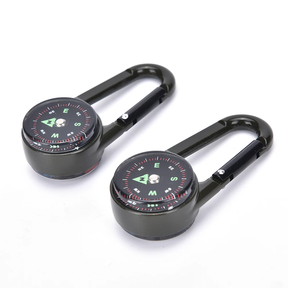 Wholesale 1 pc Keychain New Multifunctional Hiking Metal Carabiner Mini Compass Thermometer Sporting Outdoor Goods