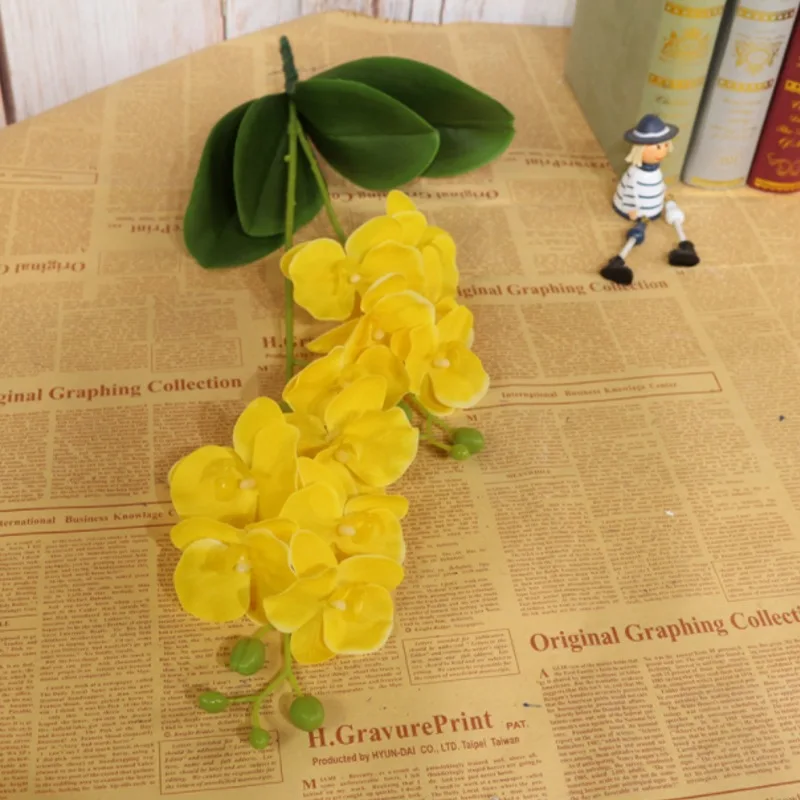 2 вилки искусственный цветок фаленопсиса Настоящее прикосновение латекс бабочка Орхидея Флорес с листьями Свадебные украшения для дома и офиса
