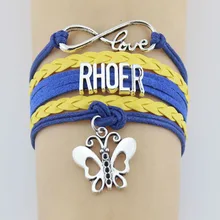 Бесконечная любовь Rhoer браслеты бабочка Шарм ручной работы Веревка Кожа плетение для женщин мужские браслеты ювелирные изделия на заказ