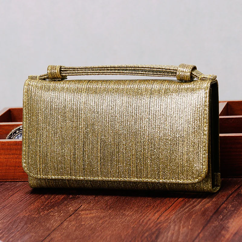 

2017 Women Lady Genuine Leather Golden Pearly Striped Handbags Chains Shoulder Bags Messenger Bag Cow Leather Silvery Handbag