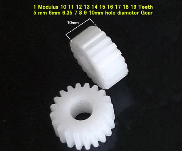 

POM 1 Modulus 10 11 12 13 14 15 16 17 18 19 Teeth Plastic nylon gear 5 mm 6mm 6.35 7 8 9 10mm hole diameter Gear