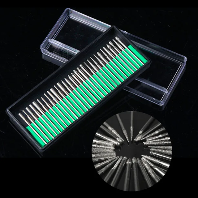 Power Tool Accessories 30pcs 2.35/3.0mm Shank Diamond Burs Set For