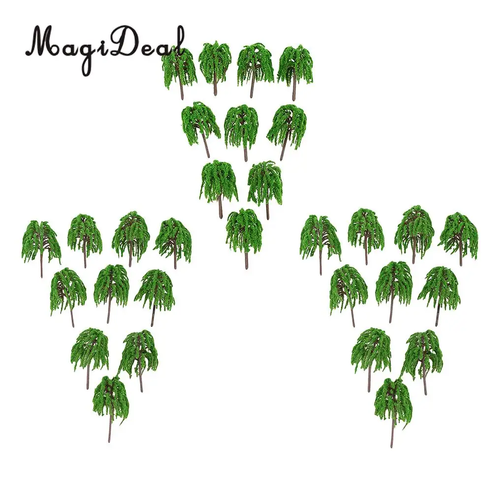MagiDeal 10Pcs 1:150 Plastic Willow Trees Model Street Train Railway Garden Scenery Scene Building Model Layout Landscape